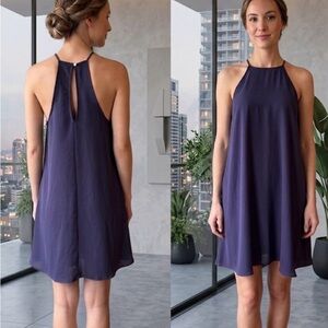 Everly Halter Mini Dress - Navy - size Medium